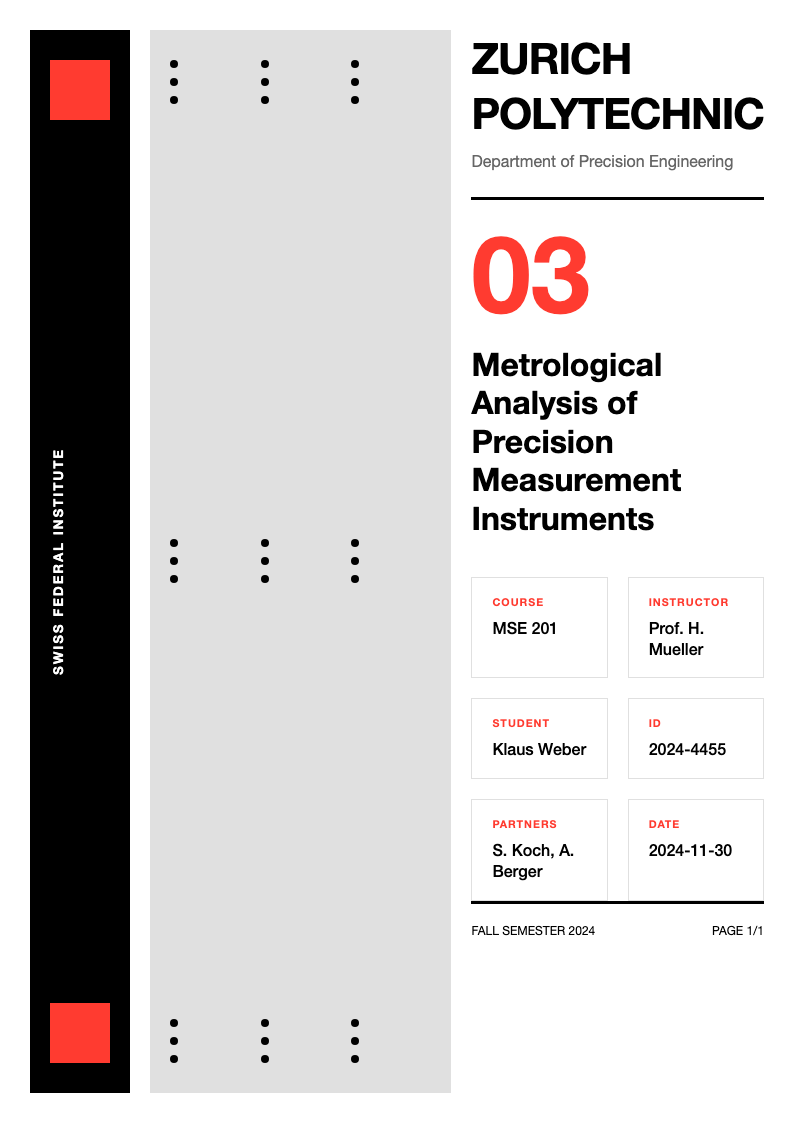 Swiss international lab report cover page